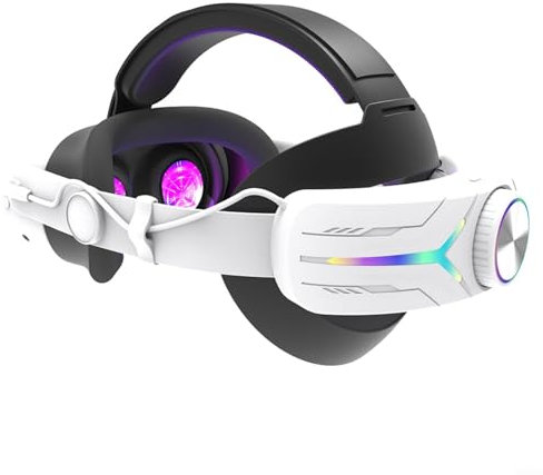 LVYXON Sangle de tête de batterie, pour Meta For Quest 3 avec batterie externe de 12 000 mAh, charge rapide et rétroéclairage LED, confort réglable pour un jeu VR prolongé (noir + blanc)