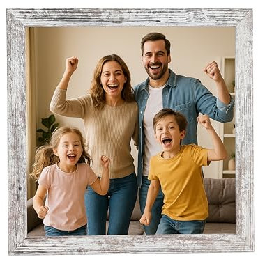 CABBEL Bilderrahmen 25x25 cm aus MDF | Acrylglas bruchsicher | Birke | 1er Pack | Quadratischer Fotorahmen zum Aufstellen oder Aufhängen | Modern & stabil