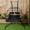 OHS Double Hanging Swing Chair, Rattan Hanging Egg Chairs with Soft Thick Cushion and 2 Headrest Pillow Included Indoor/Outdoor Use 2 Seater Garden Swing Chair, Charcoal Grey