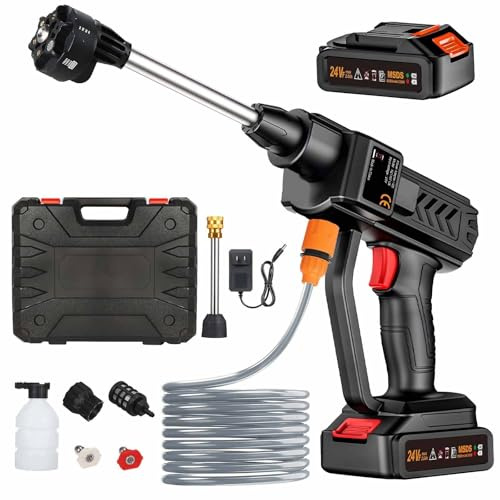 Power Jet Pro Cordless, Cordless Pressure Washer, 6 in 1 Rechargeable Battery Pressure Washer, for Connector, Foam Bottle Pressure Cleaner for Car