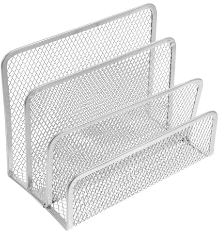 FUNNETOYU Metallischer Schreibtisch Organizer Mit Fächern Multifunktionale Ablage Für Dokumente Bücher Und Briefe Stabiles Design Für Büro Zuhause Und Konferenzräume Edelstahl-optik