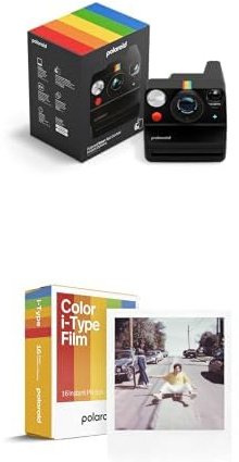 Polaroid - Now+ Gen3 - Sofortbildkamera mit Bluetooth-Verbindung + Farbfilm (16 Filme) - Schwarz