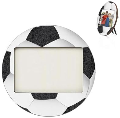Hinapan Fußball-Bilderrahmen aus Holz mit Motiv-Gravur, 10 x 15 cm, Wand- und Tischbilderrahmen, Sport-Deko für Fanartikel, Mannschaftsfotos & Autogramme - Inkl. Standfuß