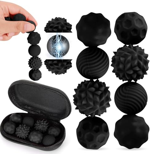 8 Stück Magnetische Fidget Toys, VICTERR Magnetische Sensorik Bälle, Anti-Stress Spielzeug aus Silikon, Fidget Bälle Magnetspiele Anti-Stress Spielzeug für Erwachsene Kinder Stressabbau Schwarz