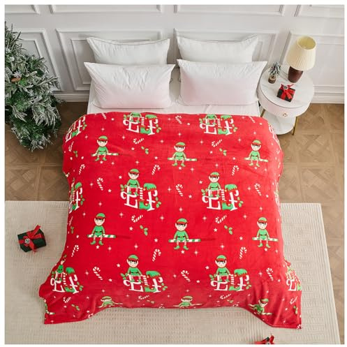 GC GAVENO CAVAILIA Xmas Soft Lightweight Elf Gift Throws for Couch - Flannel Fleece Xmas Throw 230 x 230cm - Cuddly & Fluffy Sherpa Warm Christmas Sofa Bed Blanket - Multi