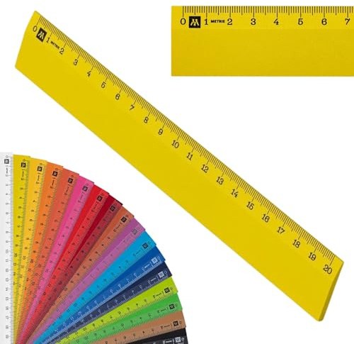 Metrie™ Lineal 20 cm – Holzlineal | Gelb | Klein & Handlich | Für Grundschule, Schule & Büro, Zeichnen, Handwerker, DIY | Hergestellt In Der EU | 1 Stück | SCHOLAR