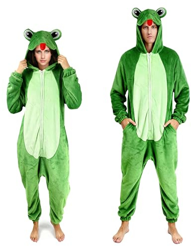 ORIENTOOLS Unisex Erwachsene Pyjama Schlafanzug, Plüsch Damen Herren Onesie Jumpsuit Einhorn Tier Kostüm Halloween Karneval Kostüm