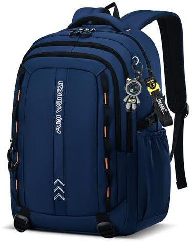 Amythe Schulrucksack Jungen Teenager - Wasserdichter Leichter 35L Blau | Großer Rucksack für Gymnasium mit 15,6 Zoll Laptopfach und Trolley-Gurt - Ideal für Schule und Reisen, Schulstart