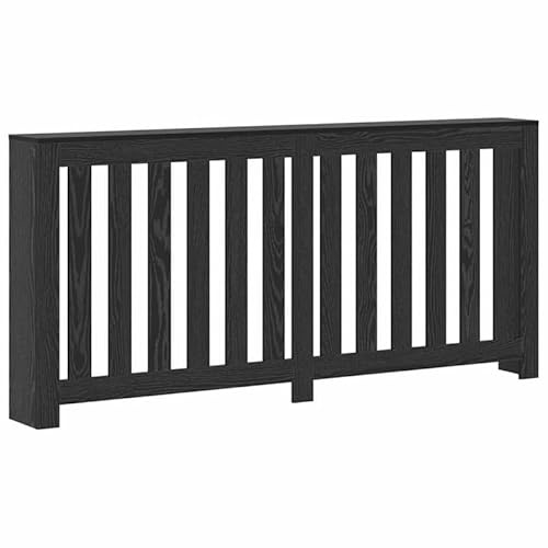Cache-radiateur noir aspect chêne 175 x 20 x 82 cm en matériau dérivé du bois – Couverture élégante pour radiateurs dans le salon et la chambre à coucher – Durable et facile à monter