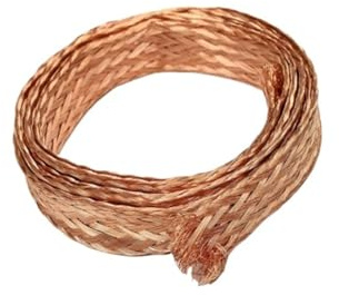 Flat copper braided cable 1M 5M Pure Copper Braid Knitted Mesh Anti-interference 4mm/6mm/8mm/12mm/14mm/18mm/25mm Lead Wire Flexibility Cable Flat(1m,8mm)