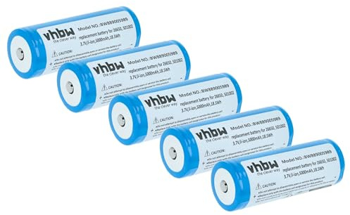 vhbw 5X Akku kompatibel mit Ledlenser M6R, MT14 Taschenlampe Kopflampe (5000 mAh, 3,7 V, Li-Ion)