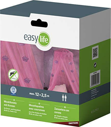 Easy Life Moskitonetz Princess 12x2,5m mit Baldachin in pink mit Kronen
