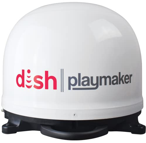 Winegard PL‑7000 Dish Playmaker - Portable Automatic Satellite Antenna for Dish HD Solo Receivers - 25’ Coax Outdoor TV Reception - for RV, Camping, & Tailgating - White