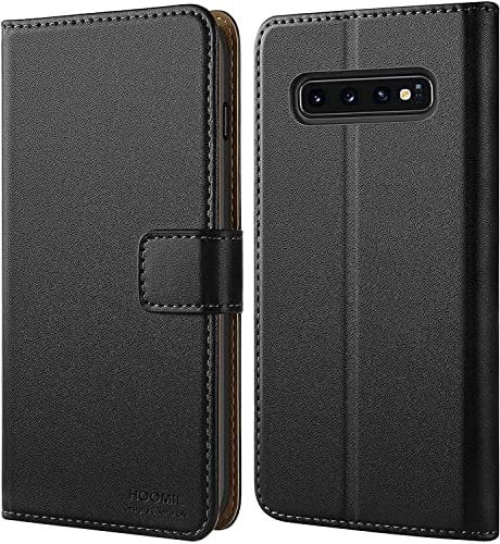 HOOMIL MagFlip Handyhülle für Samsung Galaxy S10 Hülle, [Erstklassige Handwerk] Premium Leder Tasche Klappbar Case Schutzhülle - Schwarz