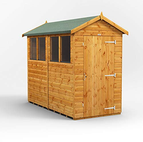 Powersheds High Grade Premium Apex Garden Wooden Shed with Security Features, PVC Window Sills, Door & Window Flexibility, made from Extra Thick Timber & Toughened Glass
