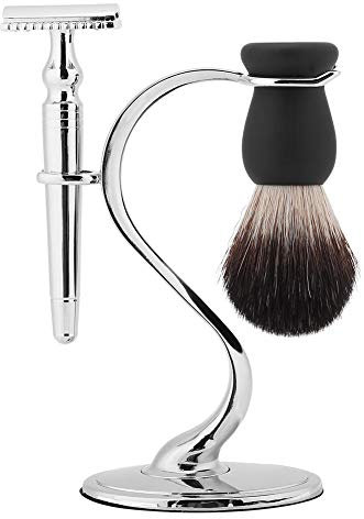 Rasierpinselhalter , Edelstahl Rasierständer Rasier-Halter, Professionelle Männer Manuelle Razor Set Manuelle Razor Stainess Stahlständer Halter Rasierpinsel Luxuriös Herren Geschenk Set