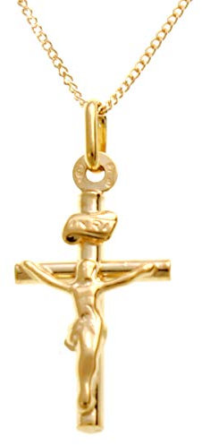 Alexander Castle Solide 9ct 375 Gold Kruzifix Halskette für Frauen - Kreuz Kette Damen 18 9ct 375 Gold Kette & Schmuck Geschenk-Box