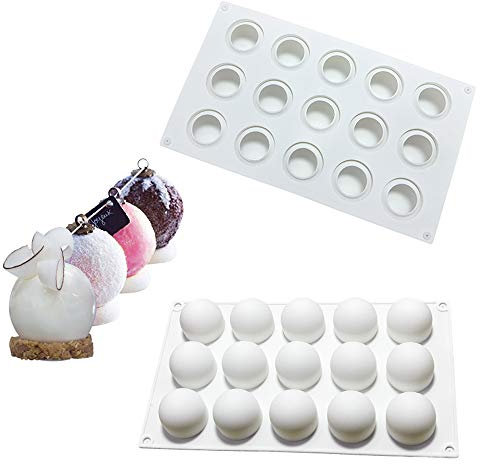 Multifonctions Mousse en Silicone 3D Bakeware Mousse Dessert Mould DIY Mould 15 trous centraux sphériques