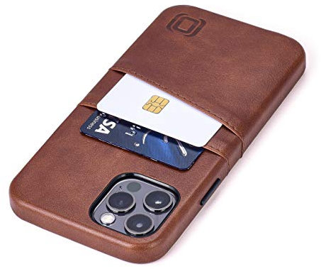 Dockem Wallet Case for iPhone 12 & iPhone 12 Pro: Built-in Metal Plate for Magnetic Mounting & 2 Credit Card Holders: 6.1 Exec M2, Smooth Synthetic Leather (Brown)