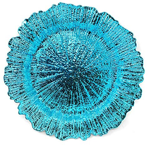 Allgala 13-Inch 6-Pack Heavy Quality Plastic Re-usable Charger Plates-Reef Turquoise-HD80336