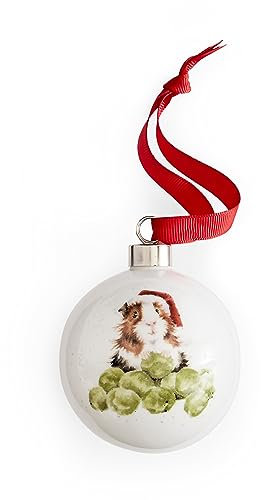 Royal Worcester Wrendale Designs Sprouts Christbaumkugel Meerschweinchen, Keramik, klein, Weiß