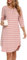 Vlazom Chemise de Nuit Femme Rayée, 3/4 Manches Longues en Coton, Boutonnée Devant, Doux Tee Shirt de Nuit, S, Rose