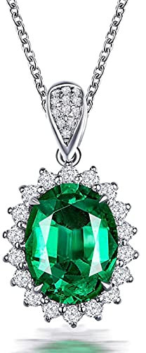 Beydodo Damen Halskette 750 WeißgoldSonnenblume Oval Smaragd 1.7ct, Kette Hochzeit für Frauen Weißgold Diamant Echt