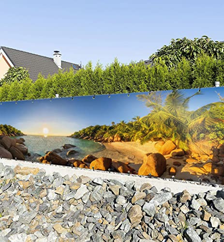 MyMaxxi Balkon Sichtschutz | Strand 03 5 x 1,2m | Abdeckung für Terrasse Balkon | Windschutz Sonnenschutz Blickdicht | Balkonverkleidung wetterfest Sichtschutz Zaun | Verkleidung