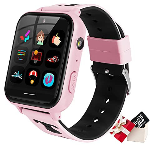 OKYUK Enfants Smartwatch Lecteur Mp3 Montre De Musique Téléphone avec Alarme De Caméra Sos Caméra Appel Bidirectionnel Montre-Bracelet De Sport pour 3-14 Garçons Filles Cadeaux d'anniversaire (Noir)