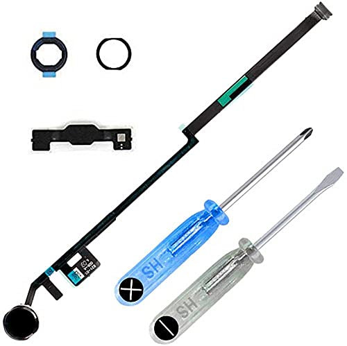 Home Button Compatible with iPad 10.2 2019 iPad 7/2020 iPad 8 7th (A2197 A2198 A2200), 8th(A2270, A2428, A2429, A2430) Incl Flex Cable Connector and Screwdriver (Black)