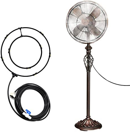 Arigoul Outdoor Misting Fan Kit for a Cool Patio Breeze,Water Mister Spray for Cooling,26.2FT (8M) Misting Line & 8 Metal Mist Nozzles + a Brass Adapter(3/4) Fit to Any Outdoor Fan