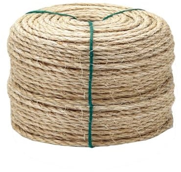 Tienyow 4mm Natural Sisal Rope, 164-Feet, for Cat Scratcher Repair and DIY Cat Tree, Replacement for Cat Scratcher, Make New Cat Toy, Wide Application, Length Choices