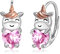 StoryMidir Einhorn Geschenke für Mädchen 925 Sterlingsilber Creolen Einhorn Ohrringe Hypoallergen Tierohrringe Rosa Kristallcreolen Schmuckgeschenke für Frauen