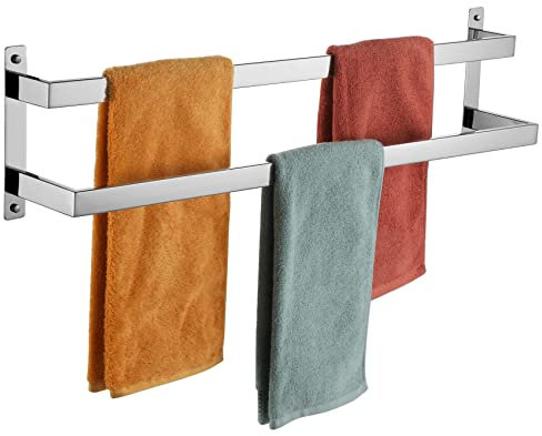 KOKOSIRI Towel Bars Bath Towel Holders 32 Inches Chrome Bathroom 2-Tiers Ladder Towel Rails Wall Mounted Towels Shelves Rack Polished Stainless Steel, B5008CH-L32