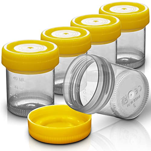 5pc RE-GEN Premium Reusable Leak Proof Specimen Liquid Measuring Container Sample Cup Pots 60ml - Ideal for Healthcare, Lab, Home, Kitchen