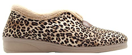 ALCALDE - 3045 Zapatilla de IR por casa Cubierta, Chinela Cerrada, Pantufla para: Mujer Color: Leopardo Talla:38
