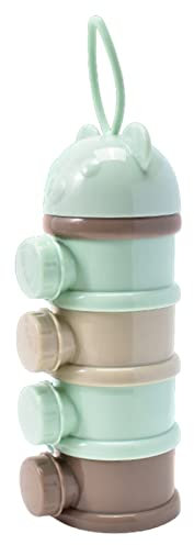 Syfunlv Milchpulver Portionierer Baby,4 Lagiger Milchpulver Portionierer 23 ×10cmTragbarer Milchpulver Spender BPA-freienfür Reise im Freien Nachtzeit Nachtzeit Krankenpflege Gestapelt Werden (Grün)