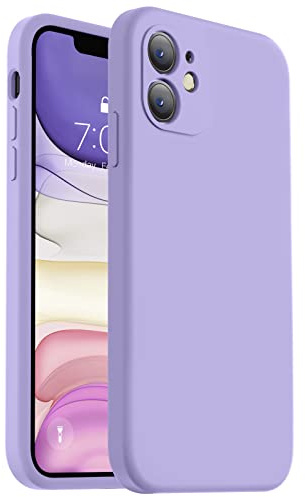 Vooii Compatible with iPhone 11 Case, Upgraded Liquid Silicone with [Flat Edges] [Camera Protection] [Fit for Battery Charger Cases] Phone Case for iPhone 11 6.1 inch - Light Purple