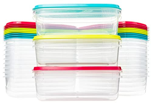 QILZO Lot de 24 boîtes à repas alimentaires 700 ml, récipients alimentaires en plastique, sans BPA, pour micro-ondes, lave-vaisselle, congélateur, récipients avec couvercle, fabriqué en Espagne