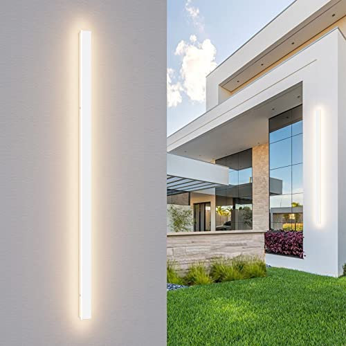 K-Bright 45W Lange Wandleuchte Villa Wandleuchte Weiß Wandleuchte Wasserdicht Ip65 Außen LED Wandleuchte für Gärten, Terrassen,Schlafzimmer Wohnzimmer Innen wandleuchte, 150CM,Warmweiß