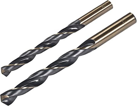 sourcing map Drill Bits Set 11mm 12mm, Titanium Nitride Coated High Speed Steel 4341 Straight Round Shank Drilling Cutter for Stainless Steel Alloy Copper, 2pcs