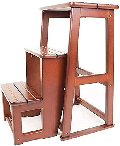 ZEELYDE Taburete para almacenaje,Taburete de Escalera Taburete de Escalera de Madera Taburete de Madera Maciza, Banco de Madera Plegable para el hogar multifunción
