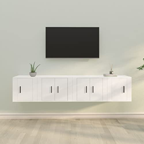 INLIFE 3188430 Ensemble de 4 meubles TV en bois Blanc 40,7 kg