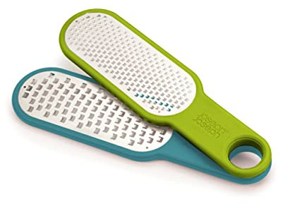Joseph Joseph Duo 2-piece Kitchen Grater Set, Vegetable, Cheese Coarse and Fine Grater, Citrus Zester, Opal/Green
