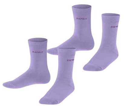 ESPRIT Foot Logo Multipack K So cotone tinta unita confezione di 2 paia, Calzini Unisex - Bambini, Viola Lupine 6903, 31-34