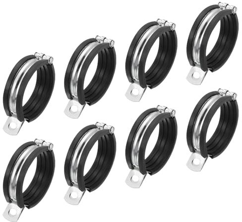 sourcing map 8Pcs Split Ring Hanger Pipe Strap Fit for 3(75mm) Pipe Rubber Cushion Pipe Support Bracket Pipe Clamps for Pipe Tube