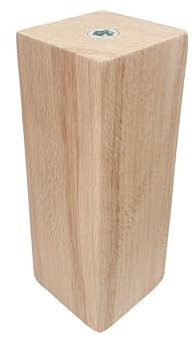 Mobila Pied carré en Bois, Finition Brute, Mesure 6,5 x 6,5 cm, Hauteur 18 cm, Filetage M10, Poids Maximum supporté par Pied 60 kg