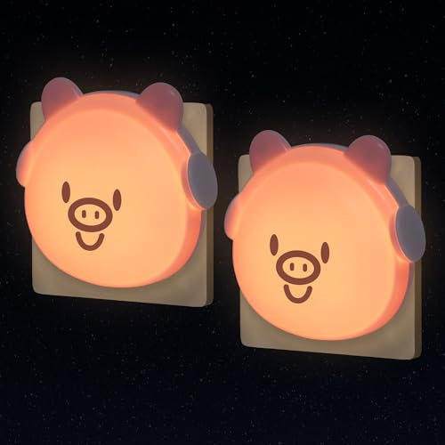 Annmore Nachtlicht Steckdose LED mit Dämmerungssensor Schweinchen Formen Wandlicht Deko Kinderzimmer Mädchen