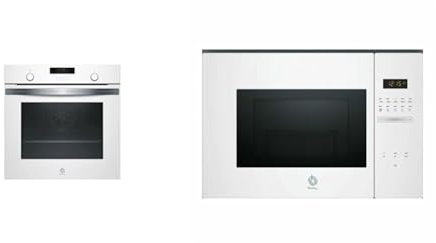 Balay 3HB5158B2 Horno, 60 x 60cm, Cristal blanco, Integrable, 10 programas automáticos, Limpieza & 3CG5172B2 Microondas, Encastrable sin marco, 38 cm., 20 l. Aqualisis, Ap. lateral izquierda