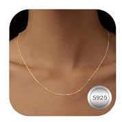 LOLIAS Halskette 925 Silber Goldkette Damen 14K Gold Halskette Kette Kugel Choker Kette Gold Halskette für Damen Frauen Teenager Freundin Schwester Freund Geburtstag